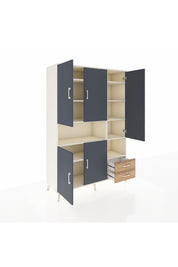 Hyperion Dolap 10 Raflı 2 Çekmeceli 5 Kapaklı 132x44x195 Aytaşı-Antrasit/Çam