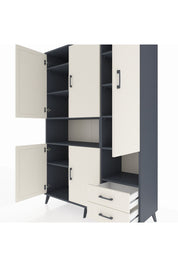 Hyperion Dolap 10 Raflı 2 Çekmeceli 5 Kapaklı 132x44x195 Antrasit-Aytaşı/Aytaşı