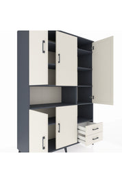 Hyperion Dolap 10 Raflı 2 Çekmeceli 5 Kapaklı 132x44x195 Antrasit-Aytaşı/Aytaşı