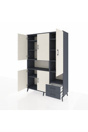 Hyperion Dolap 10 Raflı 2 Çekmeceli 5 Kapaklı 132x44x195 Antrasit-Aytaşı/Antrasit