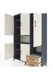 Hyperion Dolap 10 Raflı 2 Çekmeceli 5 Kapaklı 132x44x195 Antrasit-Aytaşı/Çam