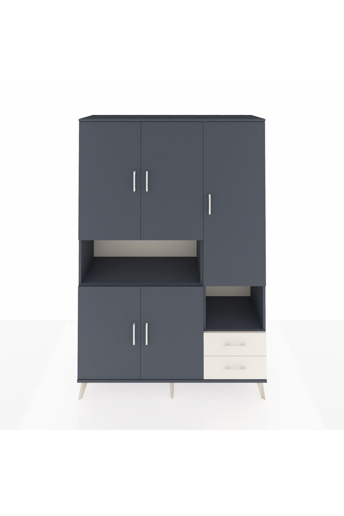 Hyperion Dolap 10 Raflı 2 Çekmeceli 5 Kapaklı 132x44x195 Antrasit-Antrasit/Aytaşı