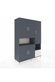 Hyperion Dolap 10 Raflı 2 Çekmeceli 5 Kapaklı 132x44x195 Antrasit-Antrasit/Aytaşı