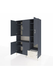 Hyperion Dolap 10 Raflı 2 Çekmeceli 5 Kapaklı 132x44x195 Antrasit-Antrasit/Aytaşı