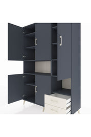 Hyperion Dolap 10 Raflı 2 Çekmeceli 5 Kapaklı 132x44x195 Antrasit-Antrasit/Aytaşı