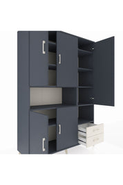 Hyperion Dolap 10 Raflı 2 Çekmeceli 5 Kapaklı 132x44x195 Antrasit-Antrasit/Aytaşı