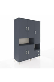 Hyperion Dolap 10 Raflı 2 Çekmeceli 5 Kapaklı 132x44x195 Antrasit-Antrasit/Antrasit