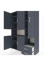 Hyperion Dolap 10 Raflı 2 Çekmeceli 5 Kapaklı 132x44x195 Antrasit-Antrasit/Antrasit