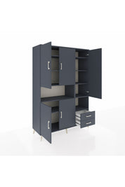 Hyperion Dolap 10 Raflı 2 Çekmeceli 5 Kapaklı 132x44x195 Antrasit-Antrasit/Antrasit