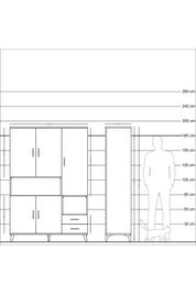 Hyperion Dolap 10 Raflı 2 Çekmeceli 5 Kapaklı 132x44x195 Antrasit-Antrasit/Antrasit