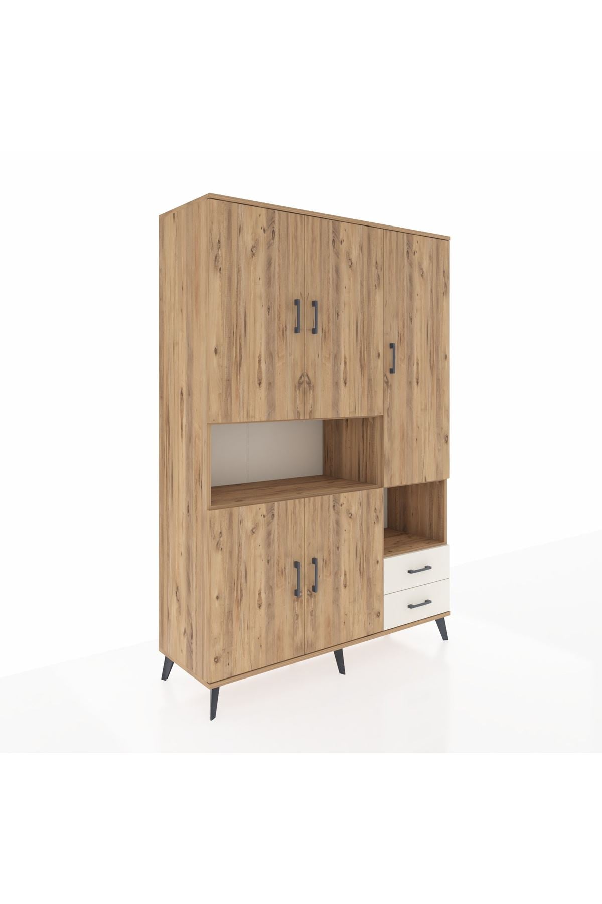 Hyperion Dolap 10 Raflı 2 Çekmeceli 5 Kapaklı 132x44x195 Çam-Çam/Aytaşı