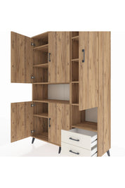 Hyperion Dolap 10 Raflı 2 Çekmeceli 5 Kapaklı 132x44x195 Çam-Çam/Aytaşı