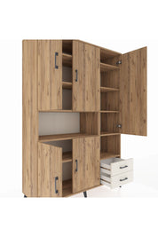 Hyperion Dolap 10 Raflı 2 Çekmeceli 5 Kapaklı 132x44x195 Çam-Çam/Aytaşı