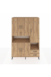 Hyperion Dolap 10 Raflı 2 Çekmeceli 5 Kapaklı 132x44x195 Çam-Çam/Çam