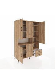 Hyperion Dolap 10 Raflı 2 Çekmeceli 5 Kapaklı 132x44x195 Çam-Çam/Çam