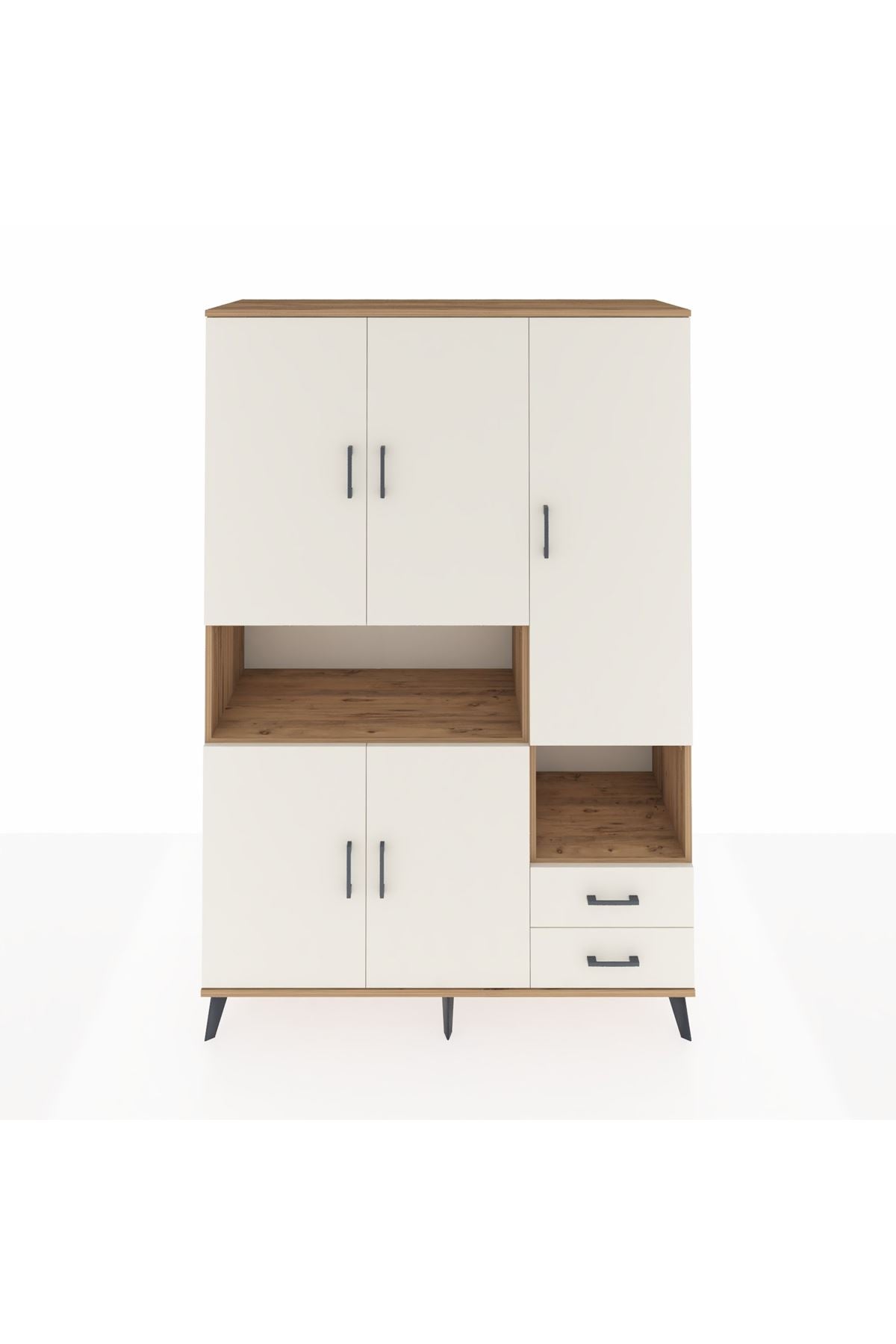 Hyperion Dolap 10 Raflı 2 Çekmeceli 5 Kapaklı 132x44x195 Çam-Aytaşı/Aytaşı