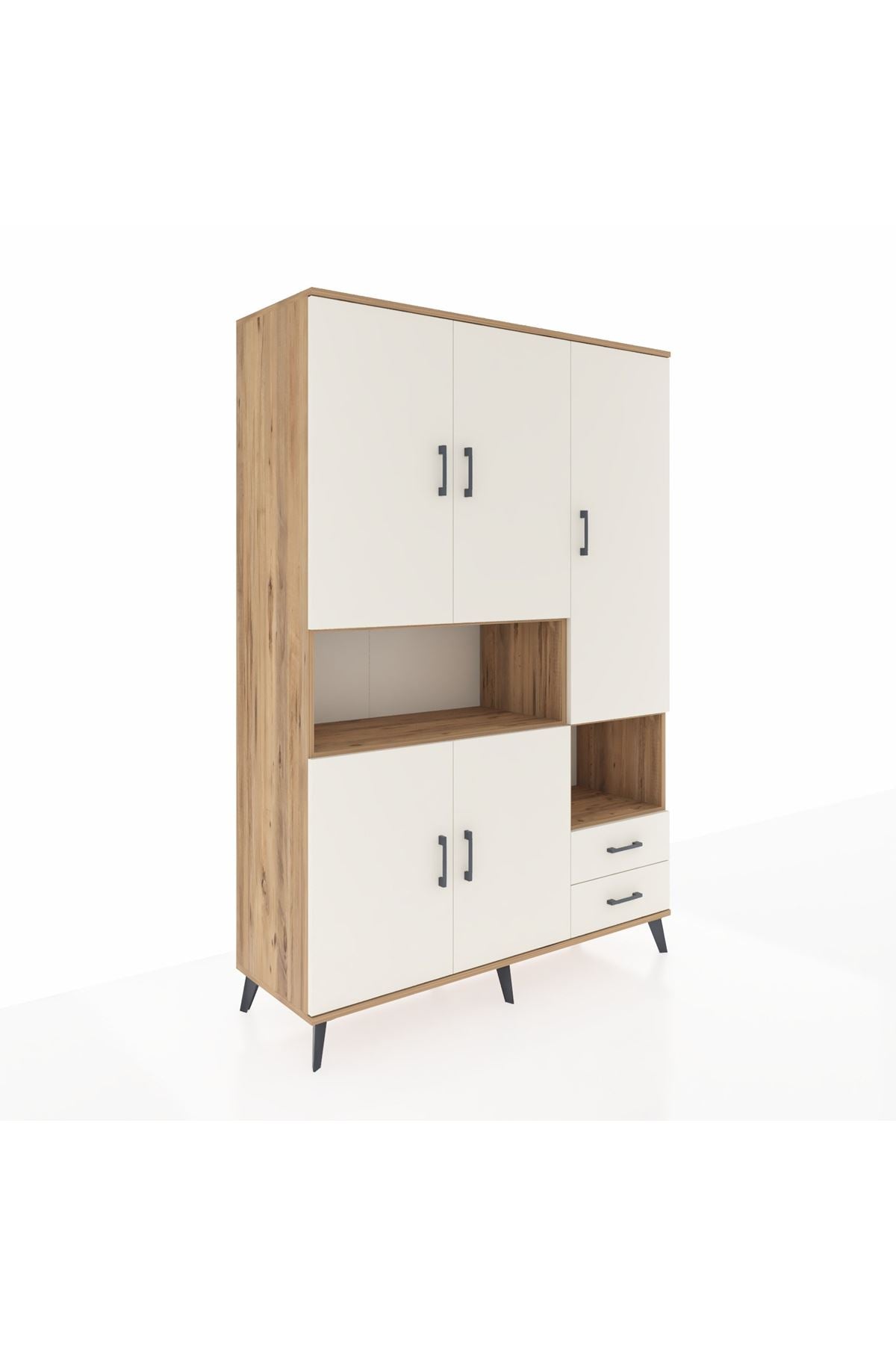 Hyperion Dolap 10 Raflı 2 Çekmeceli 5 Kapaklı 132x44x195 Çam-Aytaşı/Aytaşı