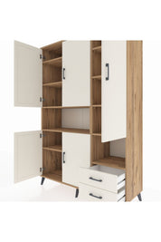 Hyperion Dolap 10 Raflı 2 Çekmeceli 5 Kapaklı 132x44x195 Çam-Aytaşı/Aytaşı