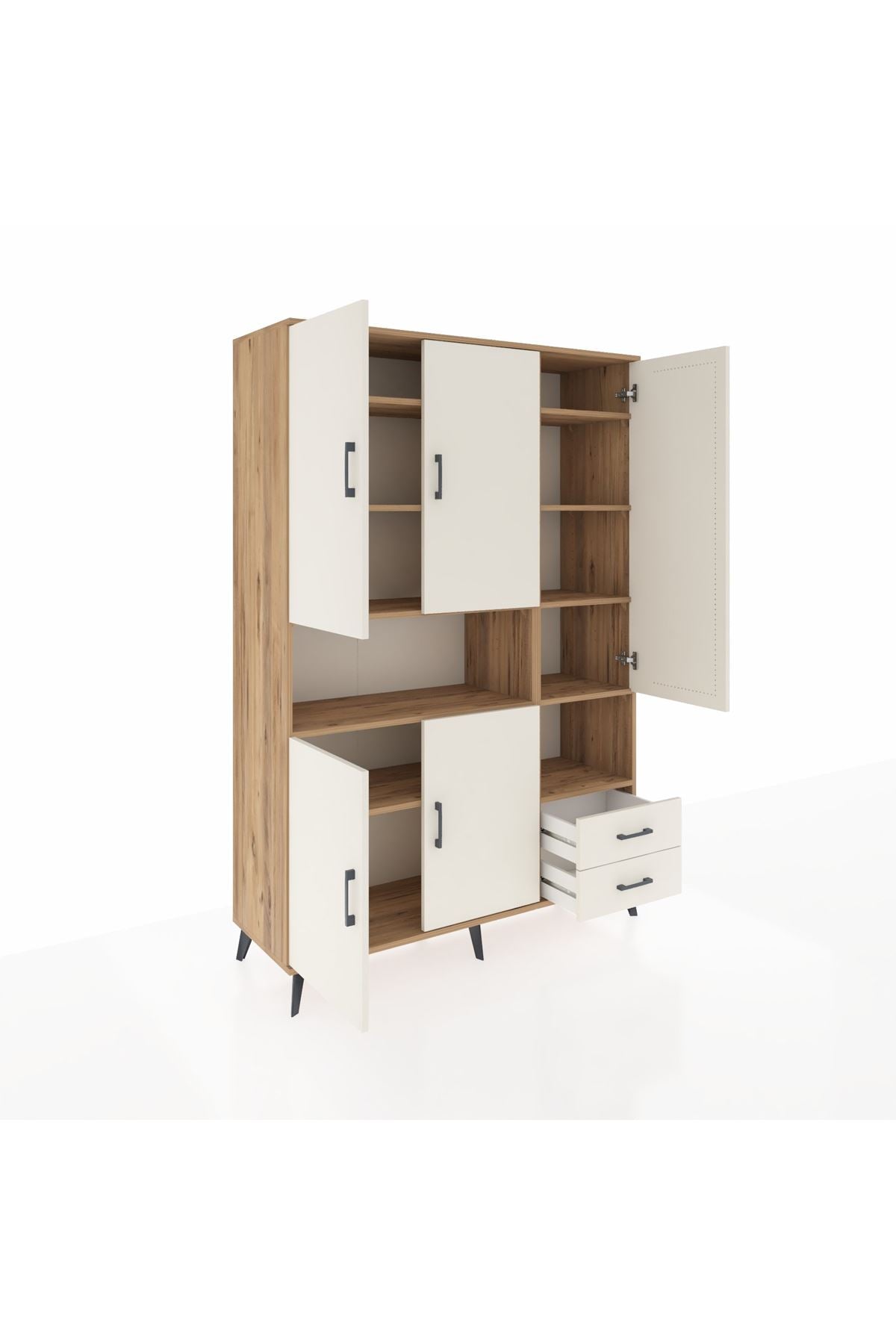 Hyperion Dolap 10 Raflı 2 Çekmeceli 5 Kapaklı 132x44x195 Çam-Aytaşı/Aytaşı