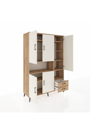 Hyperion Dolap 10 Raflı 2 Çekmeceli 5 Kapaklı 132x44x195 Çam-Aytaşı/Çam