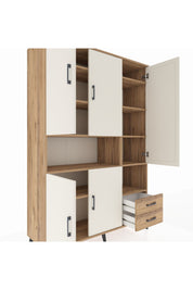 Hyperion Dolap 10 Raflı 2 Çekmeceli 5 Kapaklı 132x44x195 Çam-Aytaşı/Çam