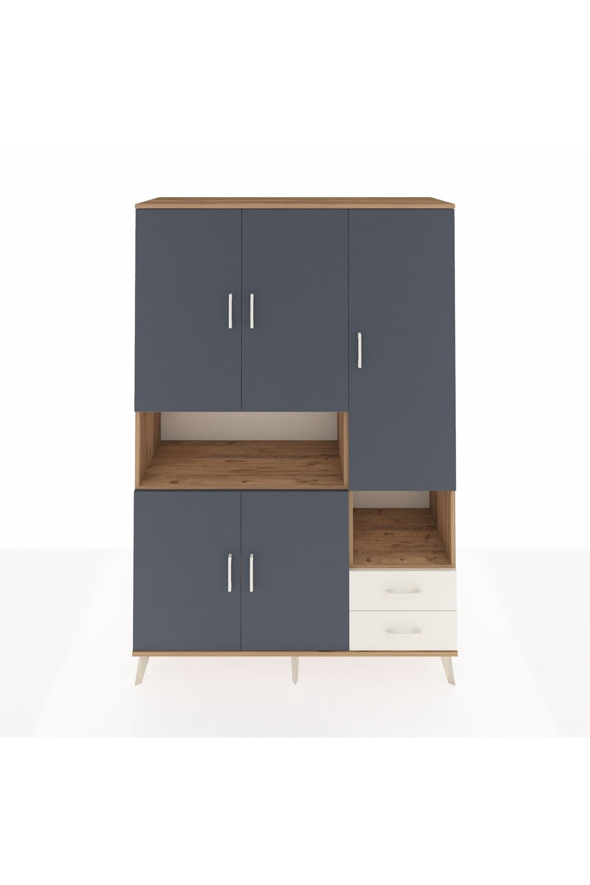 Hyperion Dolap 10 Raflı 2 Çekmeceli 5 Kapaklı 132x44x195 Çam-Antrasit/Aytaşı