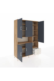 Hyperion Dolap 10 Raflı 2 Çekmeceli 5 Kapaklı 132x44x195 Çam-Antrasit/Aytaşı