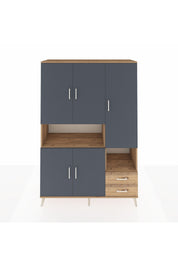 Hyperion Dolap 10 Raflı 2 Çekmeceli 5 Kapaklı 132x44x195 Çam-Antrasit/Çam