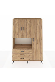 Hyperion Dolap 7 Raflı 3 Çekmeceli 3 Kapaklı 132x44x195 Çam-Çam/Çam