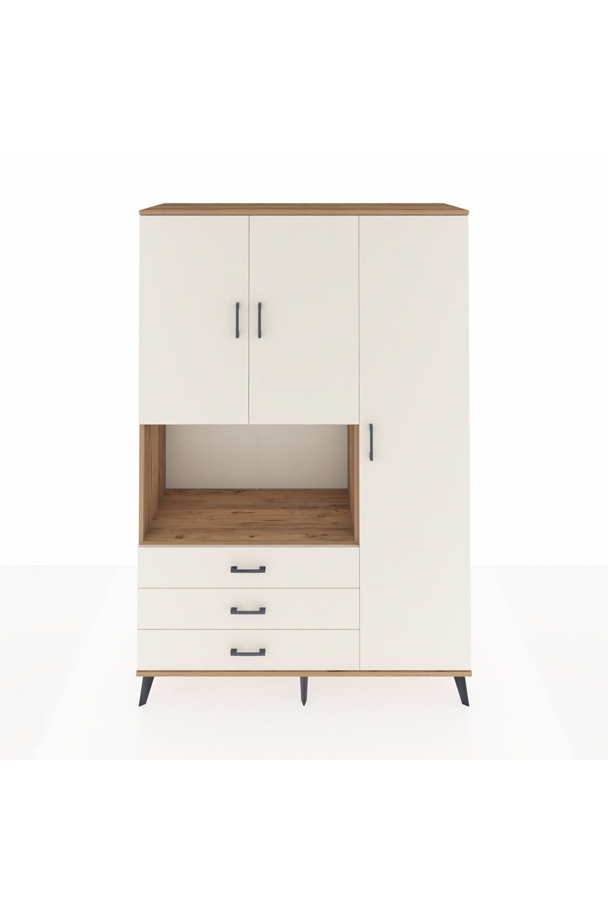 Hyperion Dolap 7 Raflı 3 Çekmeceli 3 Kapaklı 132x44x195 Çam-Aytaşı/Aytaşı