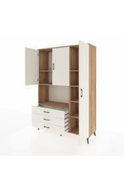 Hyperion Dolap 7 Raflı 3 Çekmeceli 3 Kapaklı 132x44x195 Çam-Aytaşı/Aytaşı