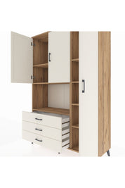 Hyperion Dolap 7 Raflı 3 Çekmeceli 3 Kapaklı 132x44x195 Çam-Aytaşı/Aytaşı