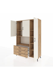 Hyperion Dolap 7 Raflı 3 Çekmeceli 3 Kapaklı 132x44x195 Çam-Aytaşı/Çam