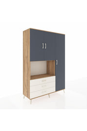 Hyperion Dolap 7 Raflı 3 Çekmeceli 3 Kapaklı 132x44x195 Çam-Antrasit/Aytaşı