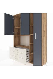 Hyperion Dolap 7 Raflı 3 Çekmeceli 3 Kapaklı 132x44x195 Çam-Antrasit/Aytaşı