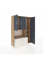 Hyperion Dolap 7 Raflı 3 Çekmeceli 3 Kapaklı 132x44x195 Çam-Antrasit/Aytaşı