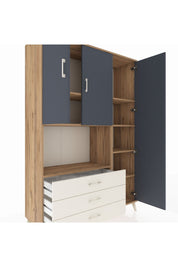 Hyperion Dolap 7 Raflı 3 Çekmeceli 3 Kapaklı 132x44x195 Çam-Antrasit/Aytaşı