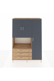 Hyperion Dolap 7 Raflı 3 Çekmeceli 3 Kapaklı 132x44x195 Çam-Antrasit/Çam