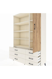 Hyperion Dolap 8 Raflı 6 Çekmeceli Tek Kapaklı  132x44x195 Aytaşı-Çam/Aytaşı