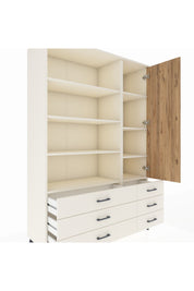 Hyperion Dolap 8 Raflı 6 Çekmeceli Tek Kapaklı  132x44x195 Aytaşı-Çam/Aytaşı