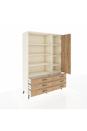 Hyperion Dolap 8 Raflı 6 Çekmeceli Tek Kapaklı  132x44x195 Aytaşı-Çam/Çam