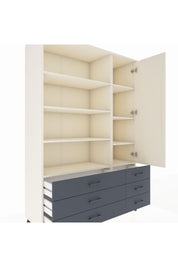 Hyperion Dolap 8 Raflı 6 Çekmeceli Tek Kapaklı  132x44x195 Aytaşı-Aytaşı/Antrasit