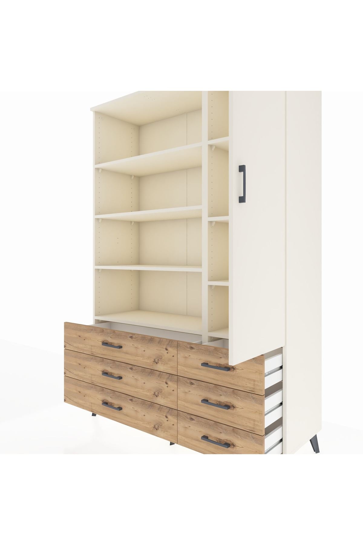 Hyperion Dolap 8 Raflı 6 Çekmeceli Tek Kapaklı  132x44x195 Aytaşı-Aytaşı/Çam