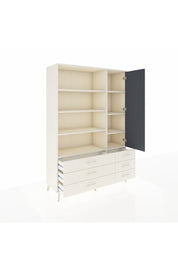 Hyperion Dolap 8 Raflı 6 Çekmeceli Tek Kapaklı  132x44x195 Aytaşı-Antrasit/Aytaşı