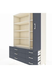 Hyperion Dolap 8 Raflı 6 Çekmeceli Tek Kapaklı  132x44x195 Aytaşı-Antrasit/Antrasit