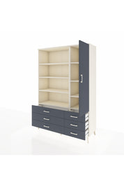 Hyperion Dolap 8 Raflı 6 Çekmeceli Tek Kapaklı  132x44x195 Aytaşı-Antrasit/Antrasit