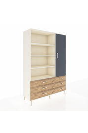 Hyperion Dolap 8 Raflı 6 Çekmeceli Tek Kapaklı  132x44x195 Aytaşı-Antrasit/Çam