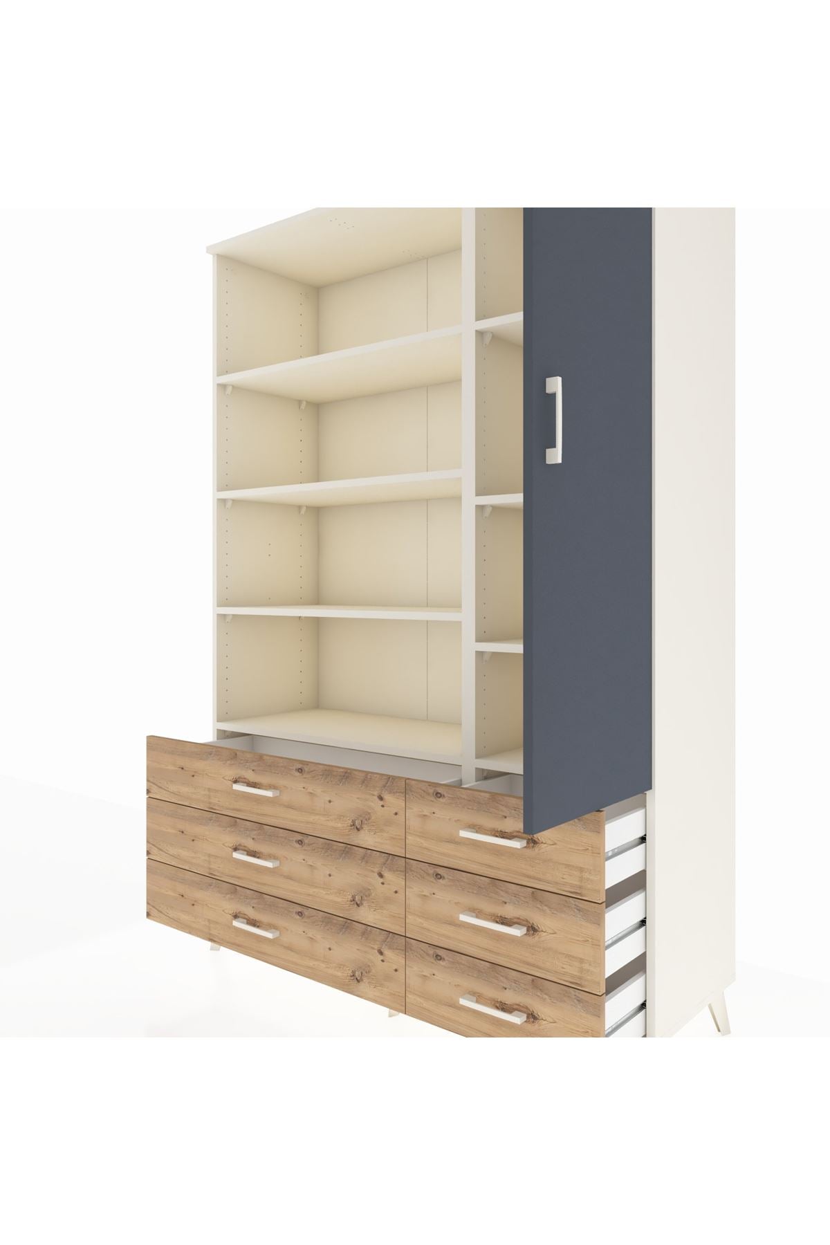 Hyperion Dolap 8 Raflı 6 Çekmeceli Tek Kapaklı  132x44x195 Aytaşı-Antrasit/Çam