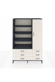 Hyperion Dolap 8 Raflı 6 Çekmeceli Tek Kapaklı  132x44x195 Antrasit-Aytaşı/Aytaşı