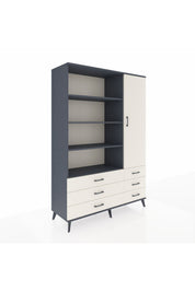 Hyperion Dolap 8 Raflı 6 Çekmeceli Tek Kapaklı  132x44x195 Antrasit-Aytaşı/Aytaşı